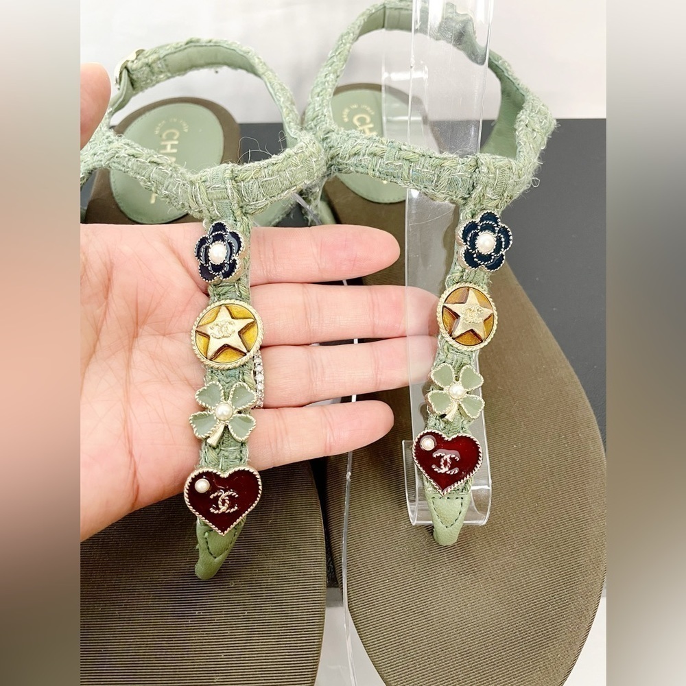 Chanel 17C CC Charm Tweed Sandals - Picture 6 of 8